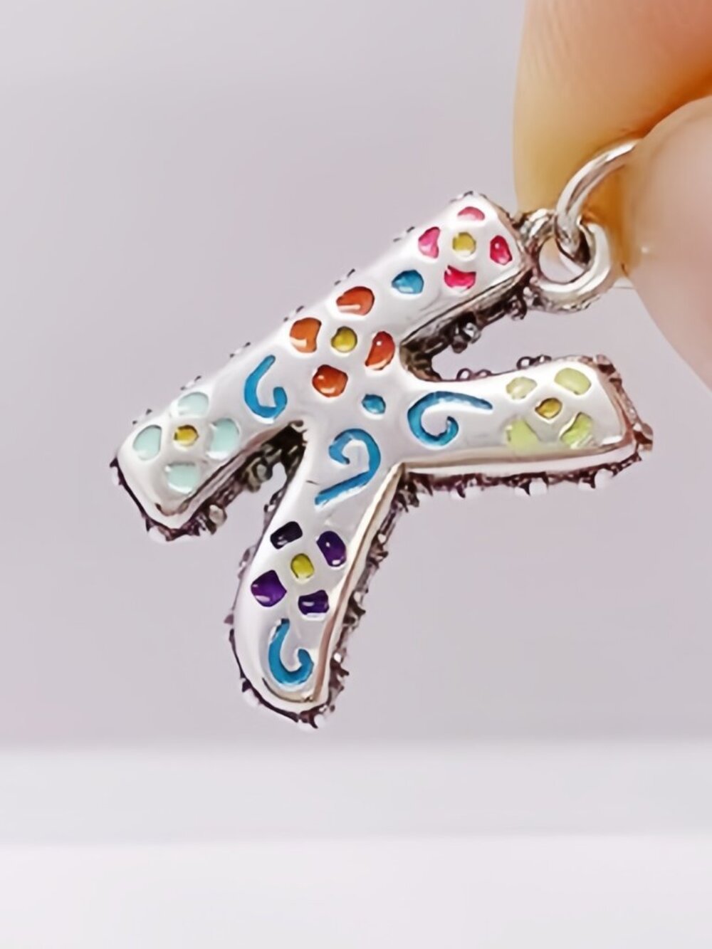 James Avery Enamel Consuela Floral Initial Charm
